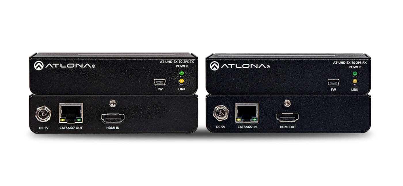 Atlona AT-UHD-EX70-2PS, kit de transmisor / receptor HDBaseT  transmisión HDMI de hasta 70 metros