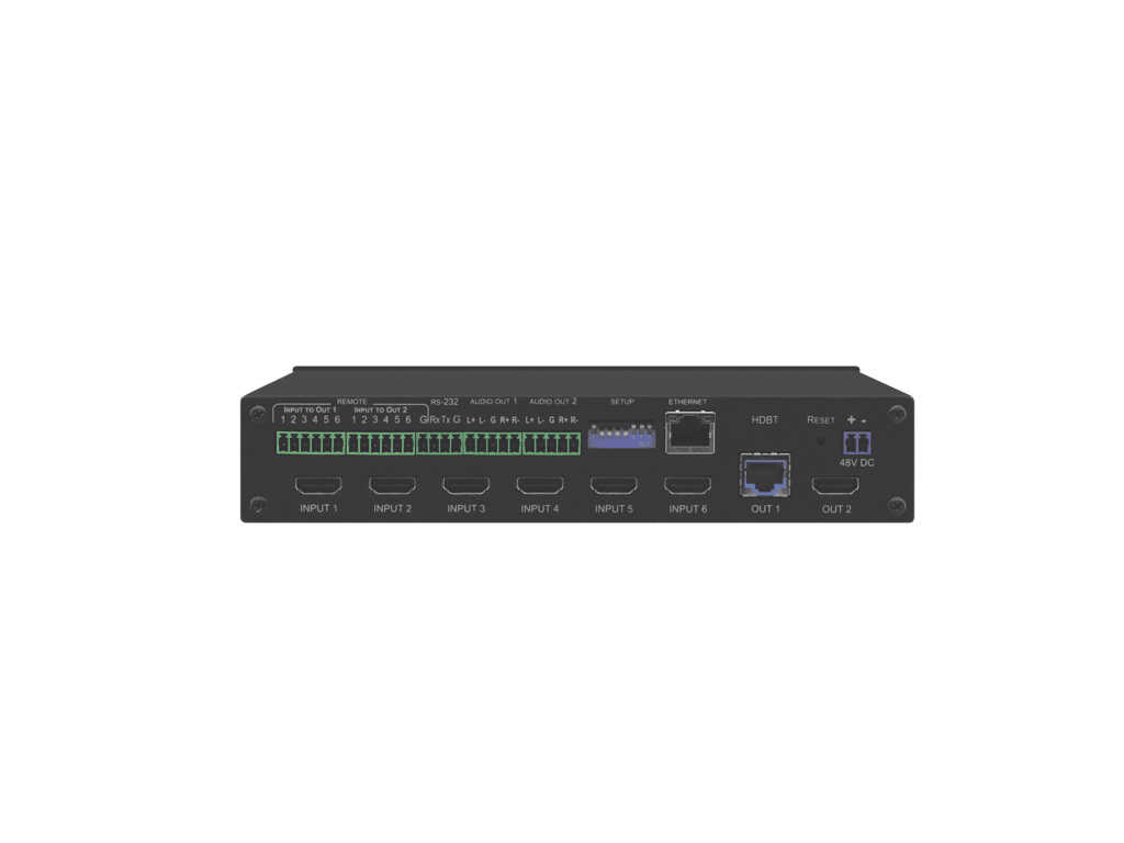 Kramer VS-62DT Conmutador de matriz PoE de largo alcance HDMI/HDBaseT 6x2 4K60 4:2:0
