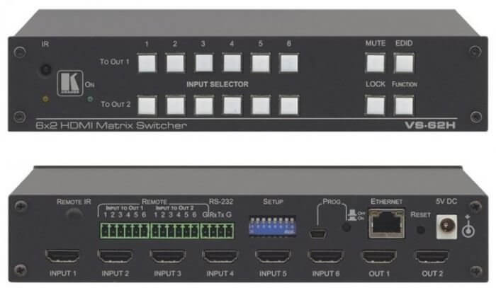 Kramer VS-62H Conmutador de matriz automática HDMI 6x2 4K60 4:2:0